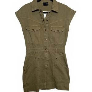 NWT Olive Green Denim Cargo Utility Dress